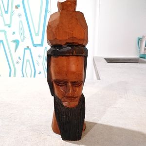 Hand carved wooden bust